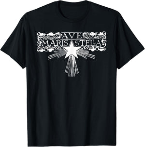 Ave Maris Stella Catholic Women Blessed Mother Latin Mass T-Shirt - T-Shirt | Black