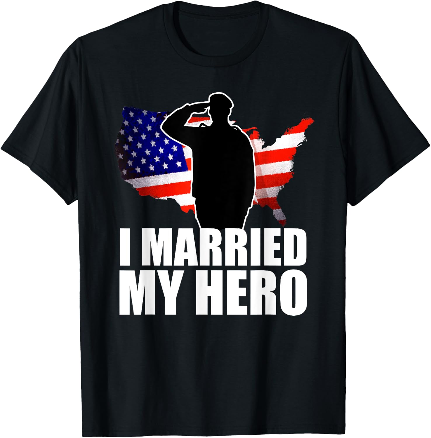 Patriotic American Flag Veteran Military Wife Support Women T-Shirt - T-Shirt | Black
