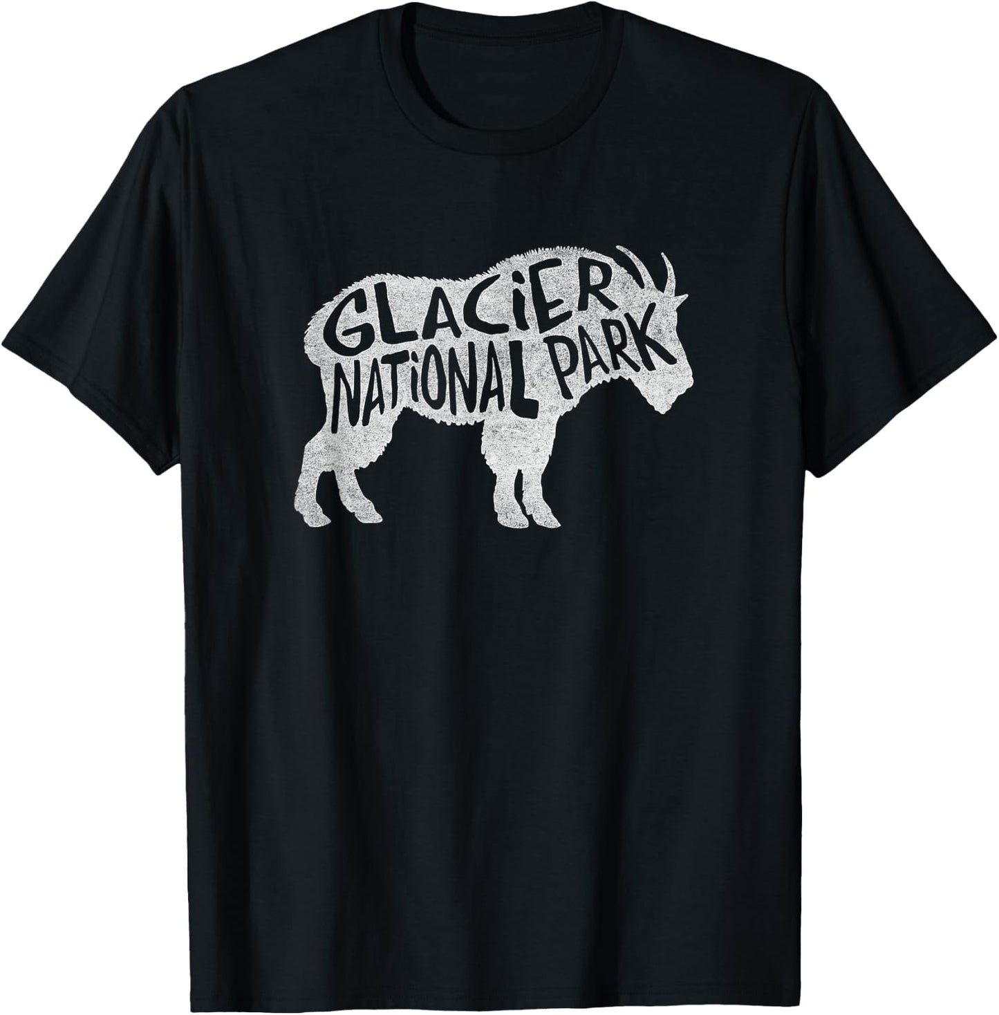 Glacier National Park - Goat Design T-Shirt - T-Shirt | Black