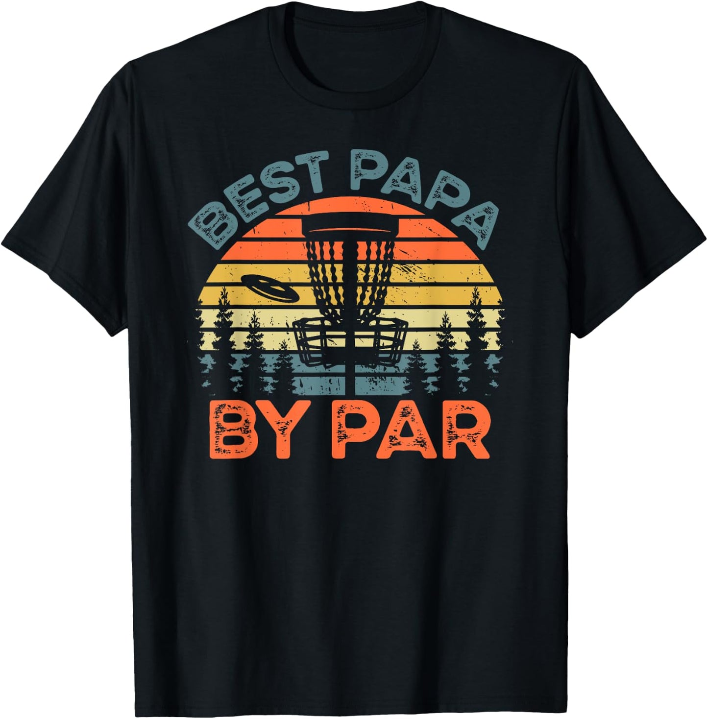 Retro Disc Golf Papa Shirt Best Papa By Par T-Shirt - T-Shirt | Black
