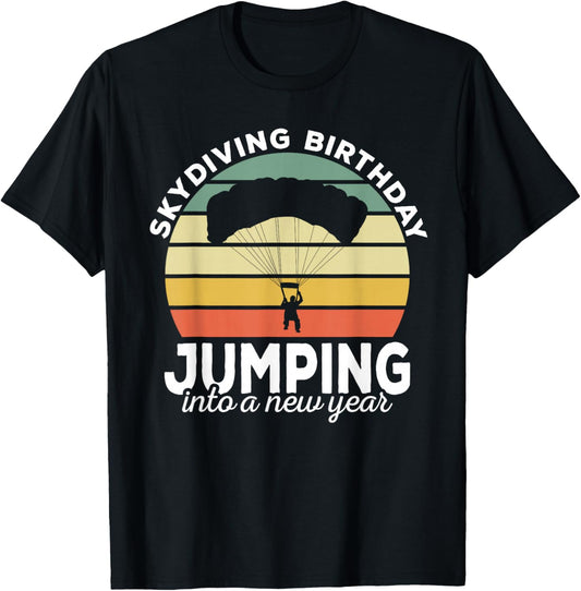 Funny Skydiver Retro Designs Skydiving Birthday Parachuting Vintage Black -Adults T-Shirt - T-Shirt | Black