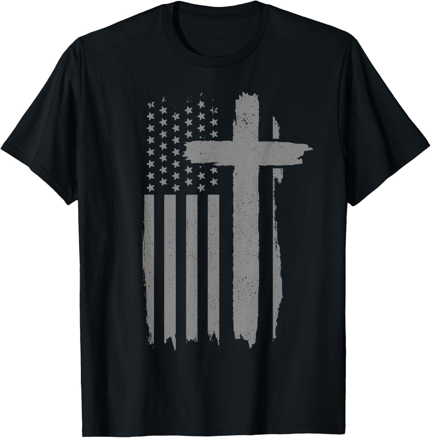 Patriotic Christian American Flag Cross Jesus Religious T-Shirt - T-Shirt | Black