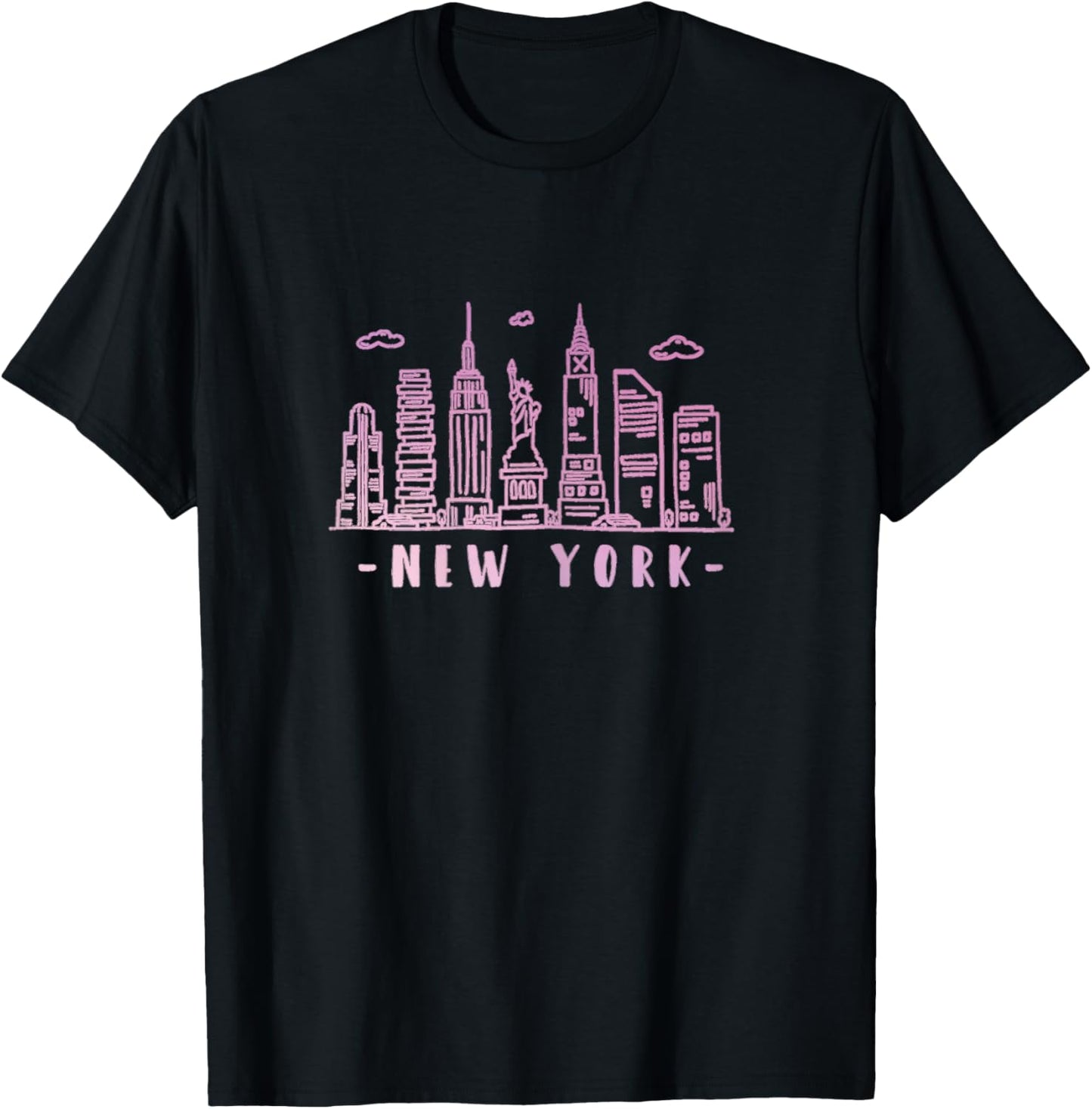 NYC Skyline Pink Vintage New York City NY T-Shirt - T-Shirt | Black