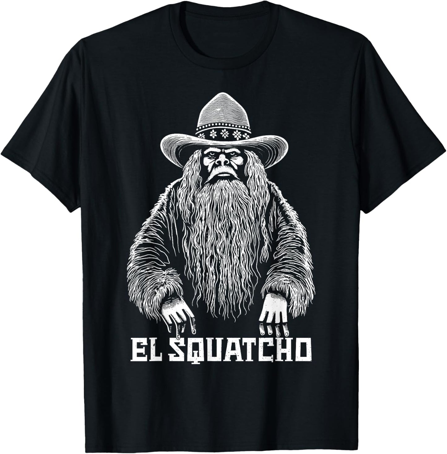 El Squatcho Cowboy Hat – Western Bigfoot Funny Sasquatch T-Shirt - T-Shirt | Black