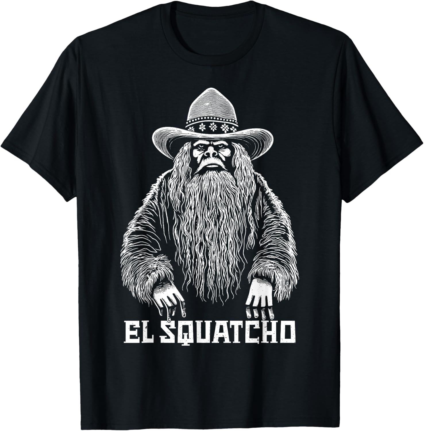 El Squatcho Cowboy Hat – Western Bigfoot Funny Sasquatch T-Shirt - T-Shirt | Black
