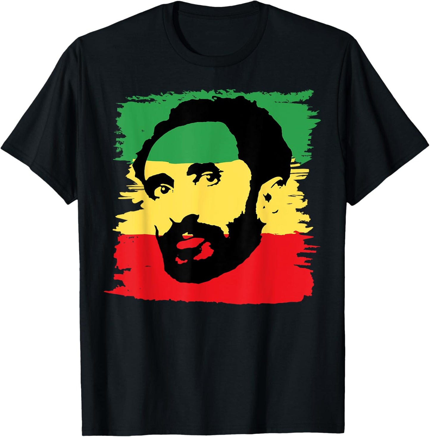 Emperor Haile Selassie Reggae Clothing & Men Rasta T-Shirt - T-Shirt | Black