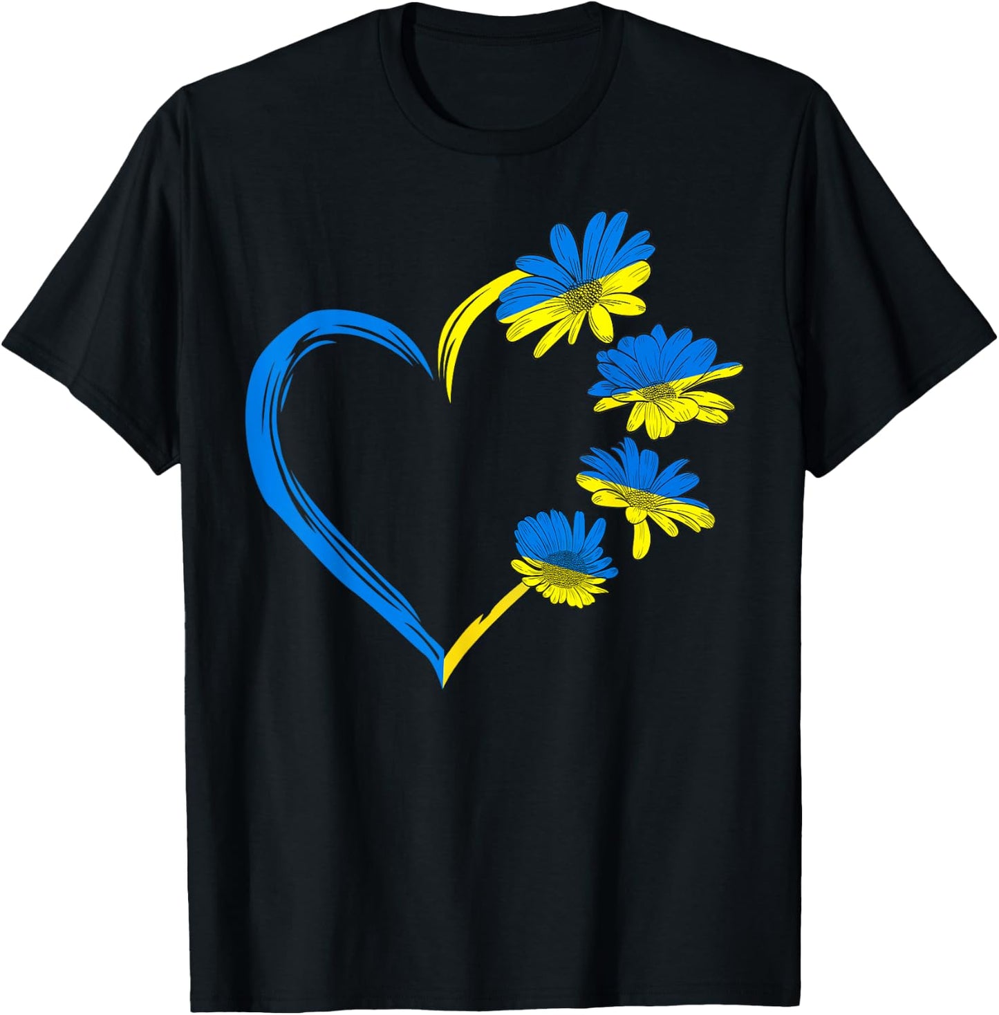 Ukraine Flag Sunflower Vintage Ukrainian Lovers Ukraine T-Shirt - T-Shirt | Black