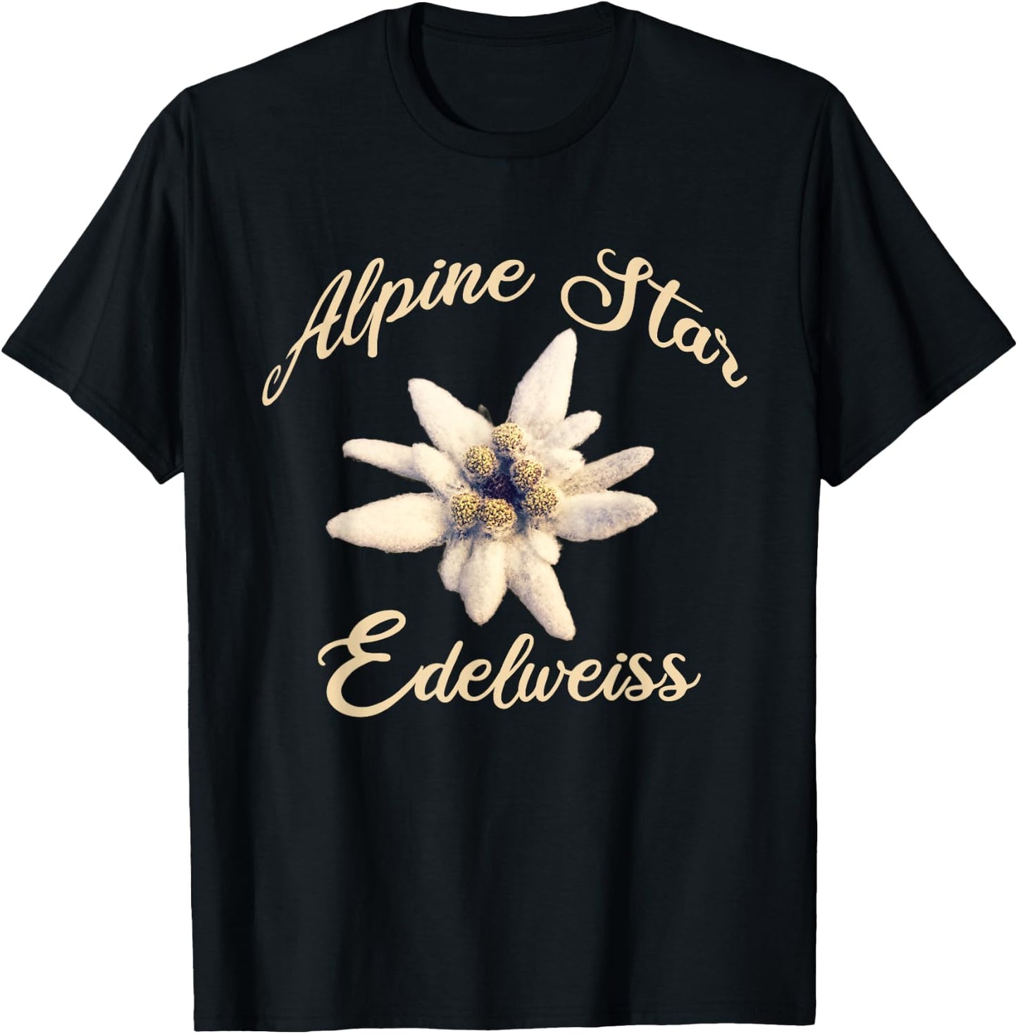 Edelweiss Alpine Star in Vintage Design T-Shirt - T-Shirt | Black