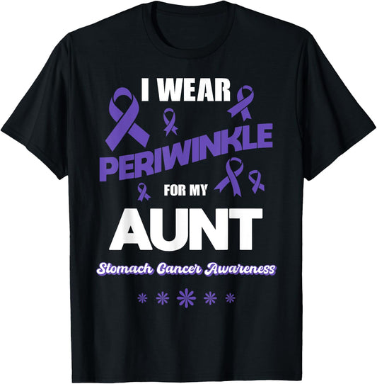 I Wear Periwinkle For My Aunt Stomach Cancer Awareness T-Shirt - T-Shirt | Black