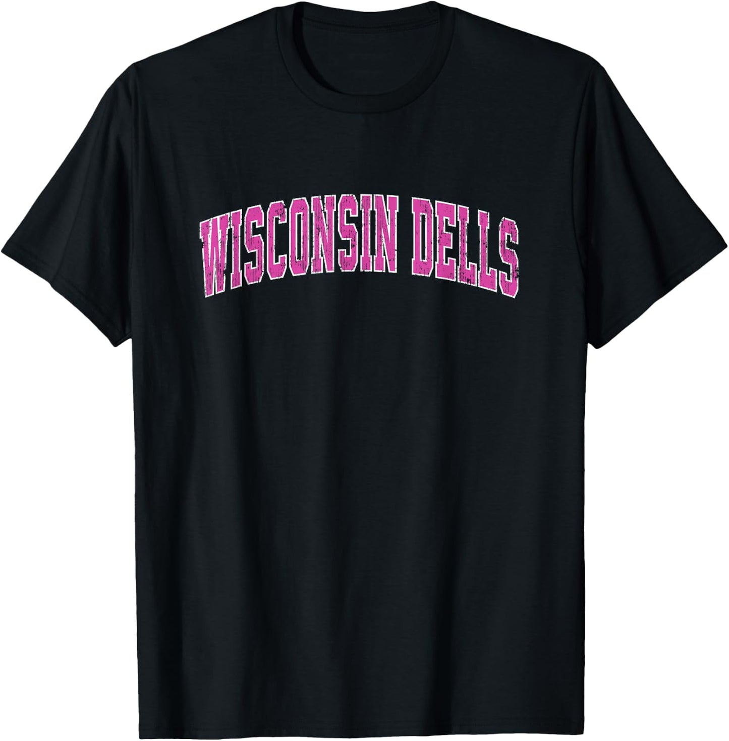 Wisconsin Dells Wisconsin WI Vintage Sports Design Pink Desi T-Shirt - T-Shirt | Black