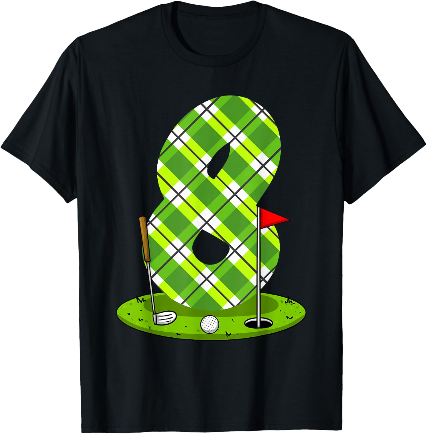 Golf Birthday Shirt For Kids 8th Birthday Party Golfer T-Shirt - T-Shirt | Black
