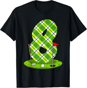 Golf Birthday Shirt For Kids 8th Birthday Party Golfer T-Shirt - T-Shirt | Black