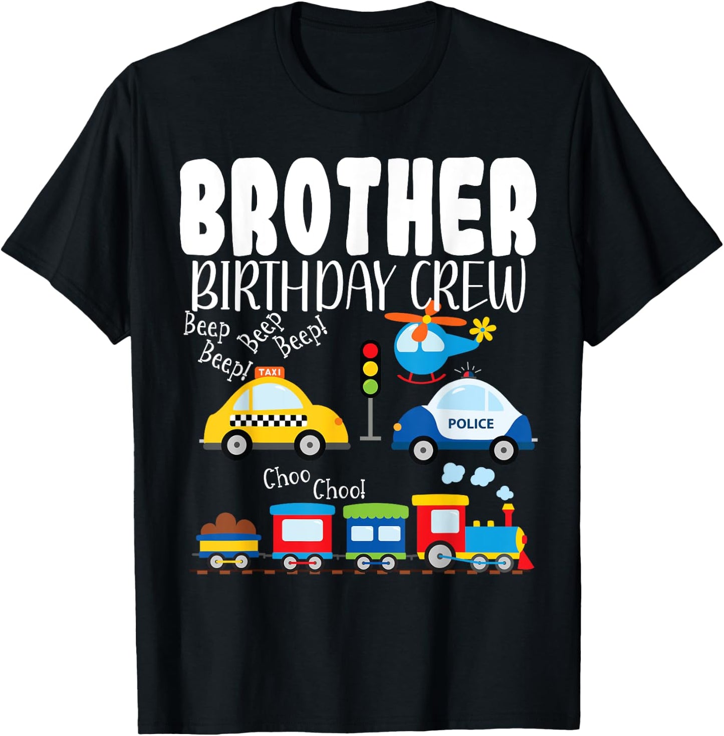 Brother Birthday Crew Trucks Train Birthday Party Toddler T-Shirt - T-Shirt | Black