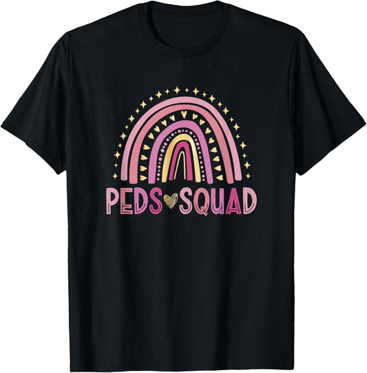 Pediatrician Rainbow Peds Squad Pediatric Nurse PEDS T-Shirt - T-Shirt | Black