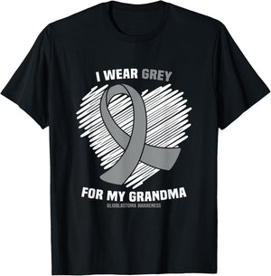 I Wear Grey For My Grandma GBM Glioblastoma Awareness T-Shirt - T-Shirt | Black