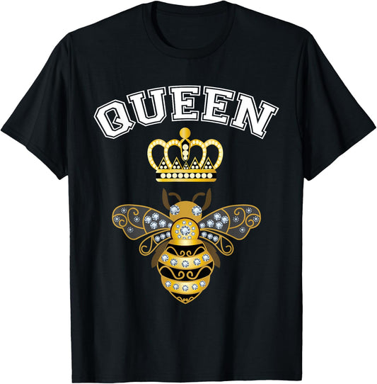 Queen Bee Crown Women Men Girls Honey Hive Beekeeping Bee T-Shirt - T-Shirt | Black