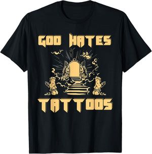 God Hates Tattoos Christian Bible Jesus Anti Tattoo Religion T-Shirt - T-Shirt | Black