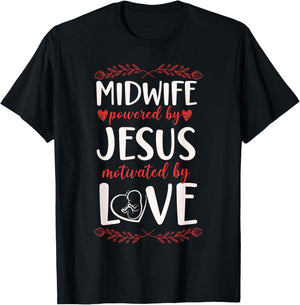 Nurse Midwife Birth Worker Faith Jesus Christian Midwife T-Shirt - T-Shirt | Black