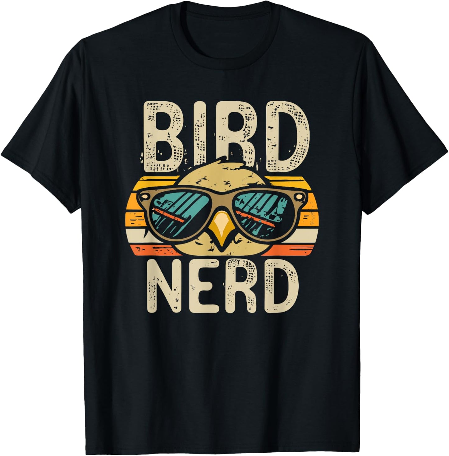 I heart Birds Funny Bird Nerd Vintage Retro Sunset Cute T-Shirt - T-Shirt | Black