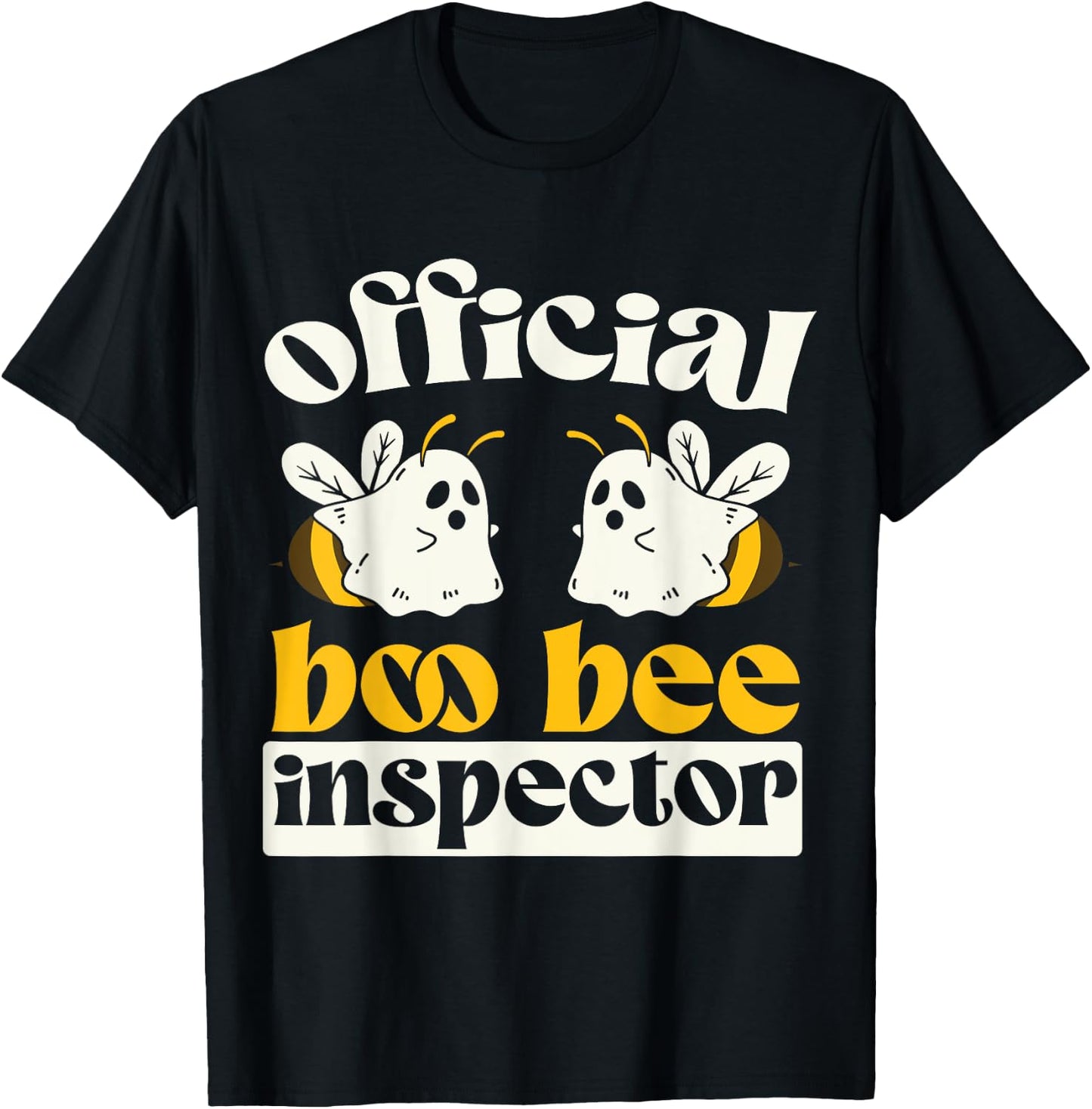 Official Boo Bee Inspector Halloween Humor Funny Ghost T-Shirt - T-Shirt | Black