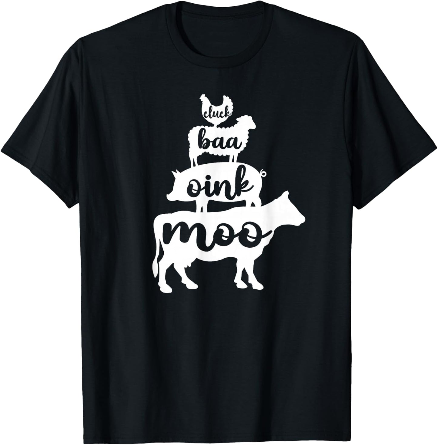 Oink Cluck Baa Moo Birthday, Pig, Chicken, Cow, Farmer T-Shirt - T-Shirt | Black