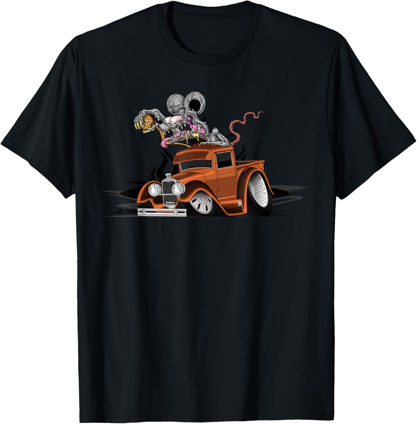 DigiRods Rat Rod Racer 1930s Hot Rod Truck Cartoon Car T-Shirt - T-Shirt | Black