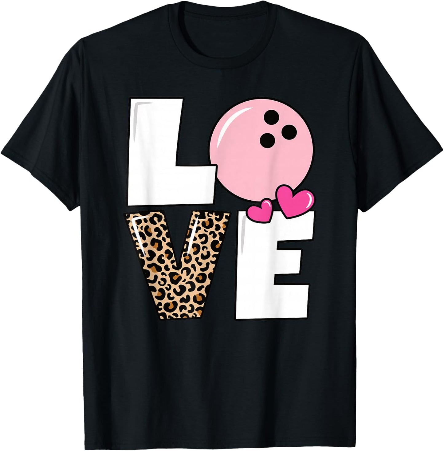Cute Love Bowling Bowler Women Girls Bowling T-Shirt - T-Shirt | Black