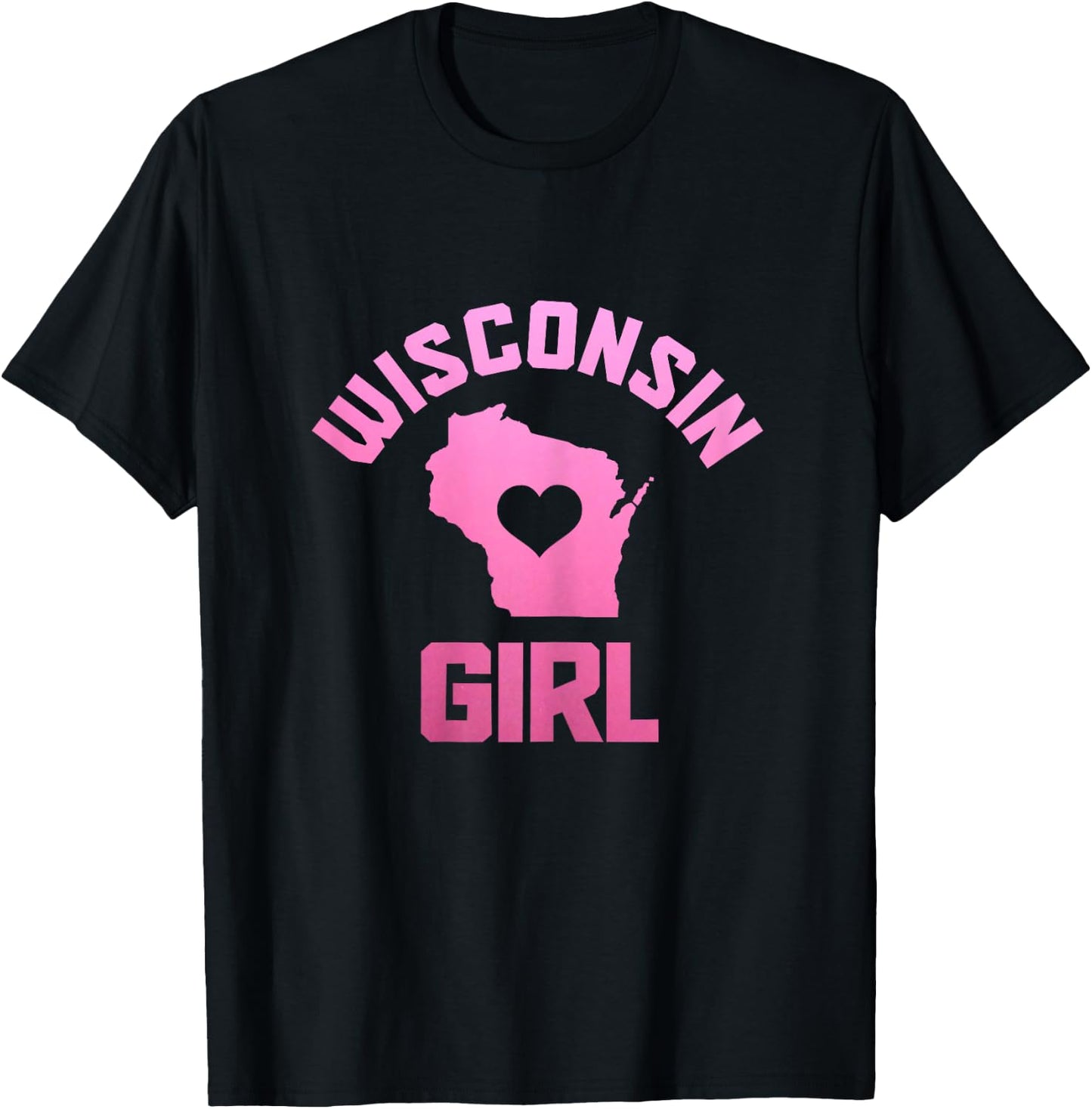Wisconsin Girl State Map Heart Pride Vintage T-Shirt - T-Shirt | Black
