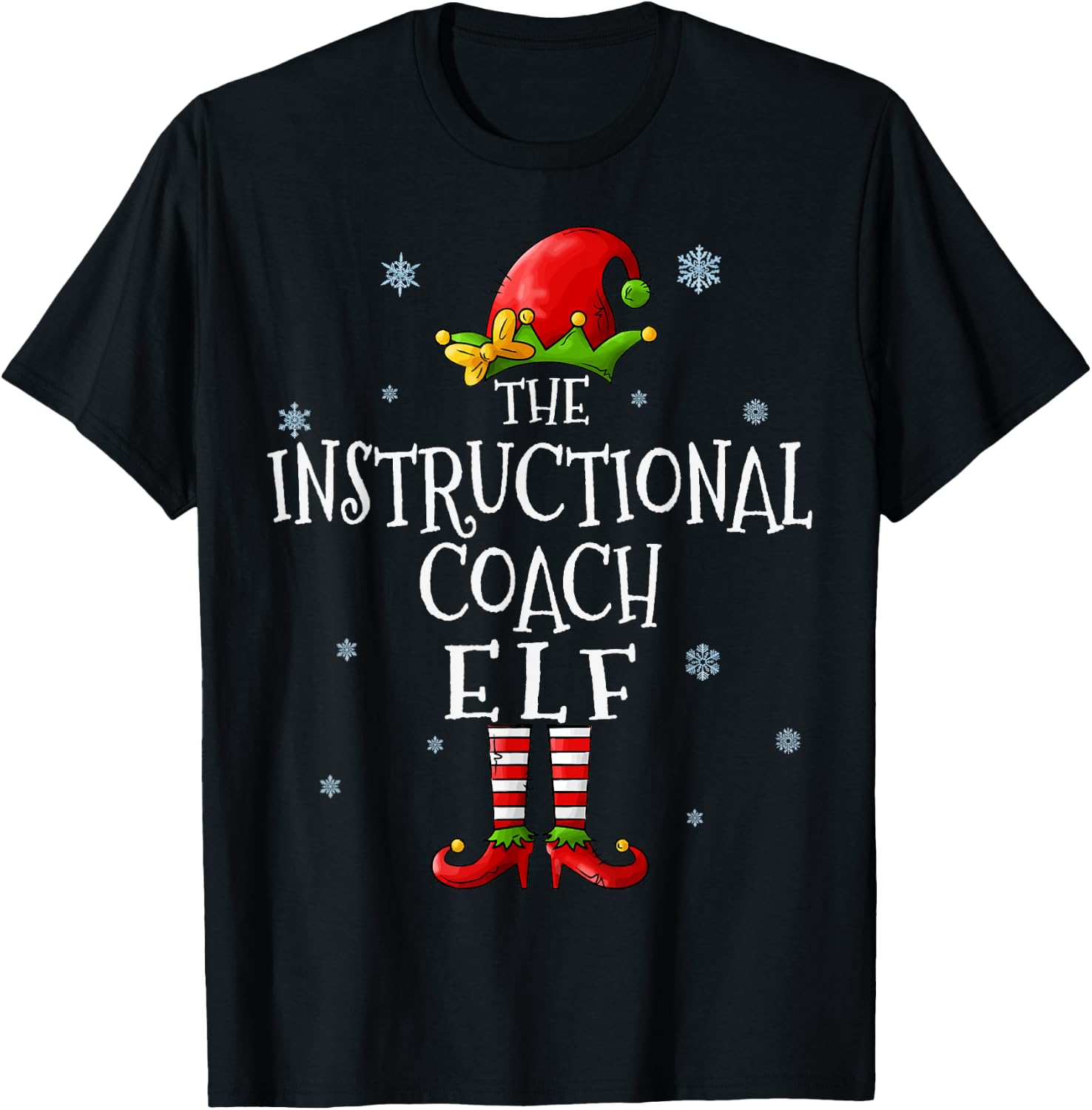 The Instructional Coach Elf Squad Funny Matching Christmas T-Shirt - T-Shirt | Black