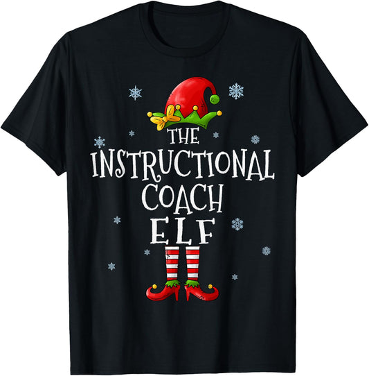 The Instructional Coach Elf Squad Funny Matching Christmas T-Shirt - T-Shirt | Black