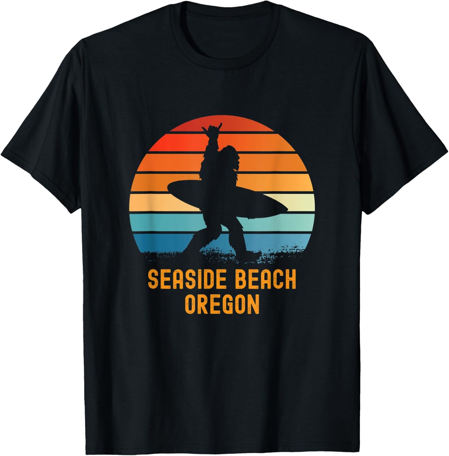 Seaside Beach - Oregon Sasquatch Souvenir T-Shirt - T-Shirt | Black