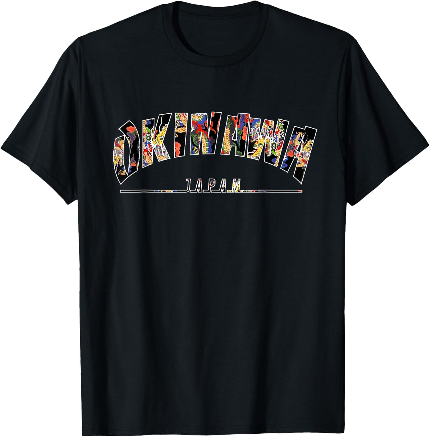 Okinawa Island Japan Uchinaanchu Ryukyu Bingata 沖縄紅型びんがた T-Shirt - T-Shirt | Black