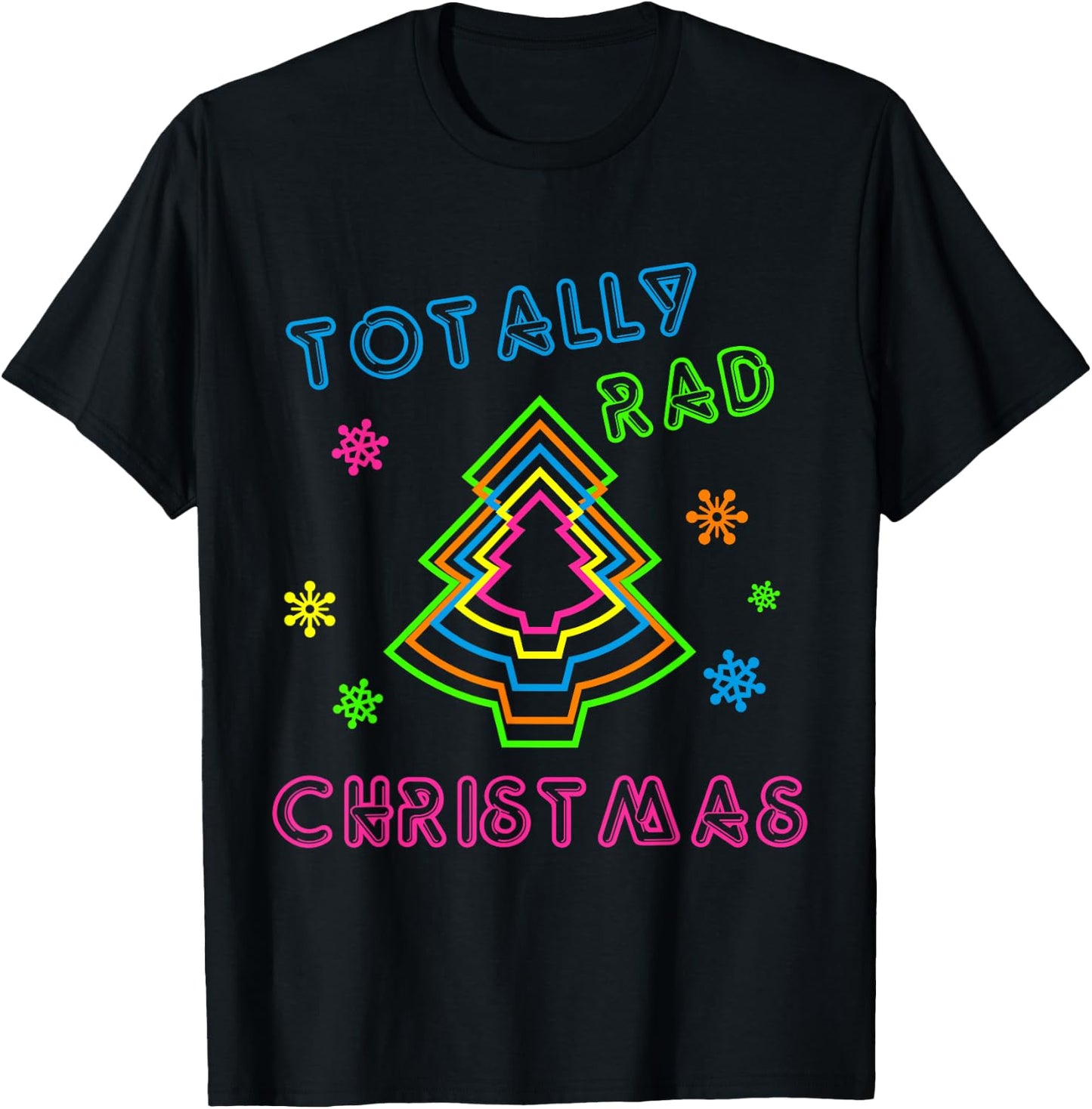 Totally Rad Christmas - 80s Retro Christmas T-Shirt - T-Shirt | Black