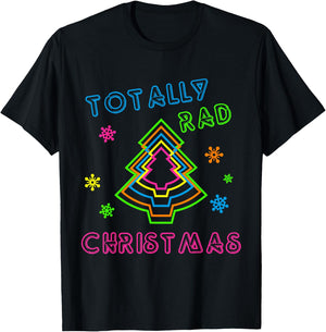 Totally Rad Christmas - 80s Retro Christmas T-Shirt - T-Shirt | Black