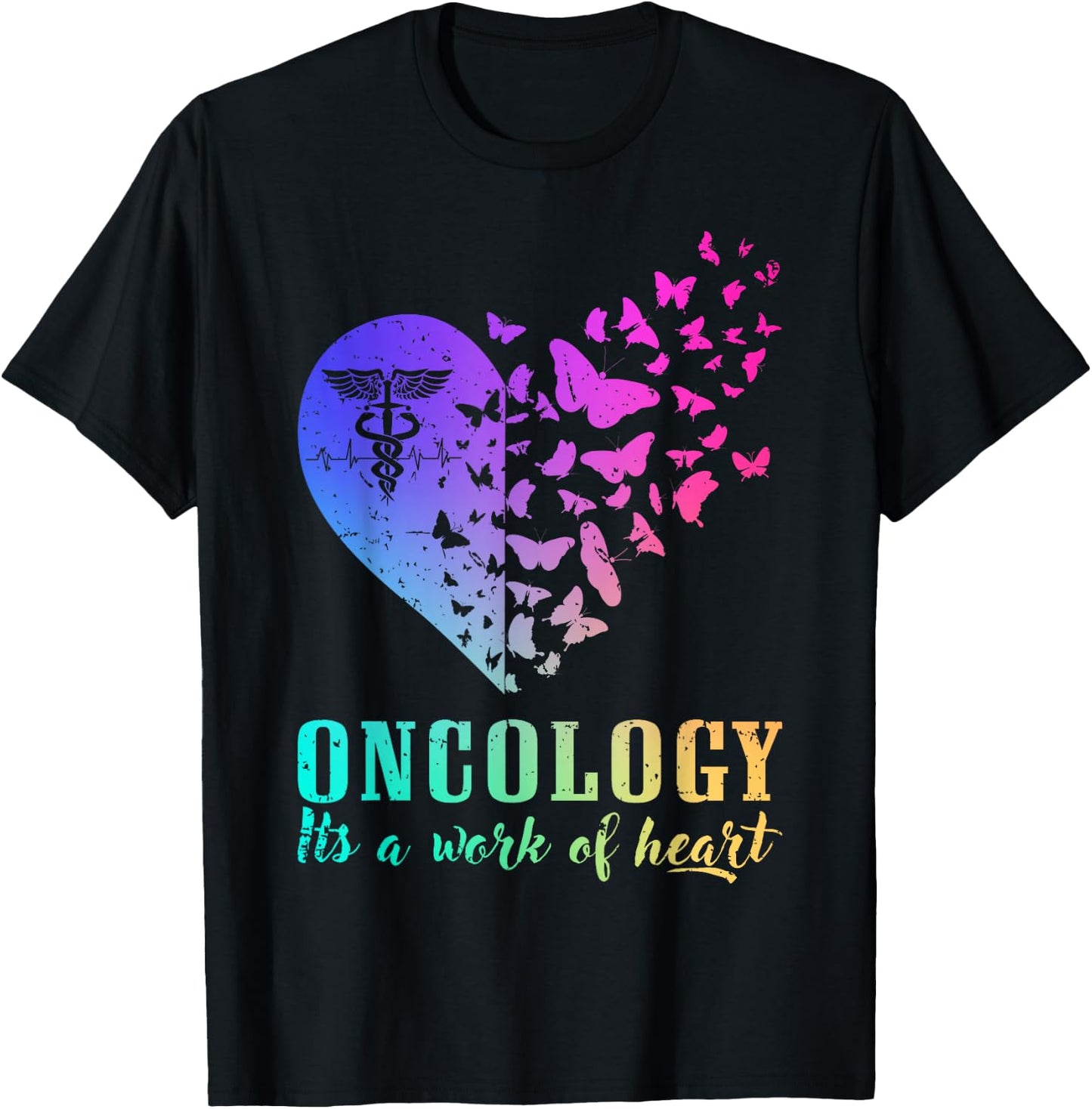 Oncology it’s A Work of Heart T-Shirt - T-Shirt | Black