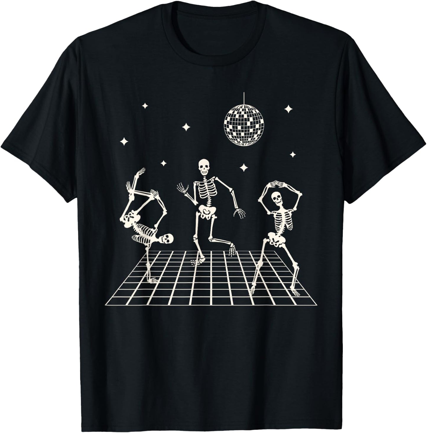 Skeletons Dancing at the Club with a disco ball Halloween T-Shirt - T-Shirt | Black