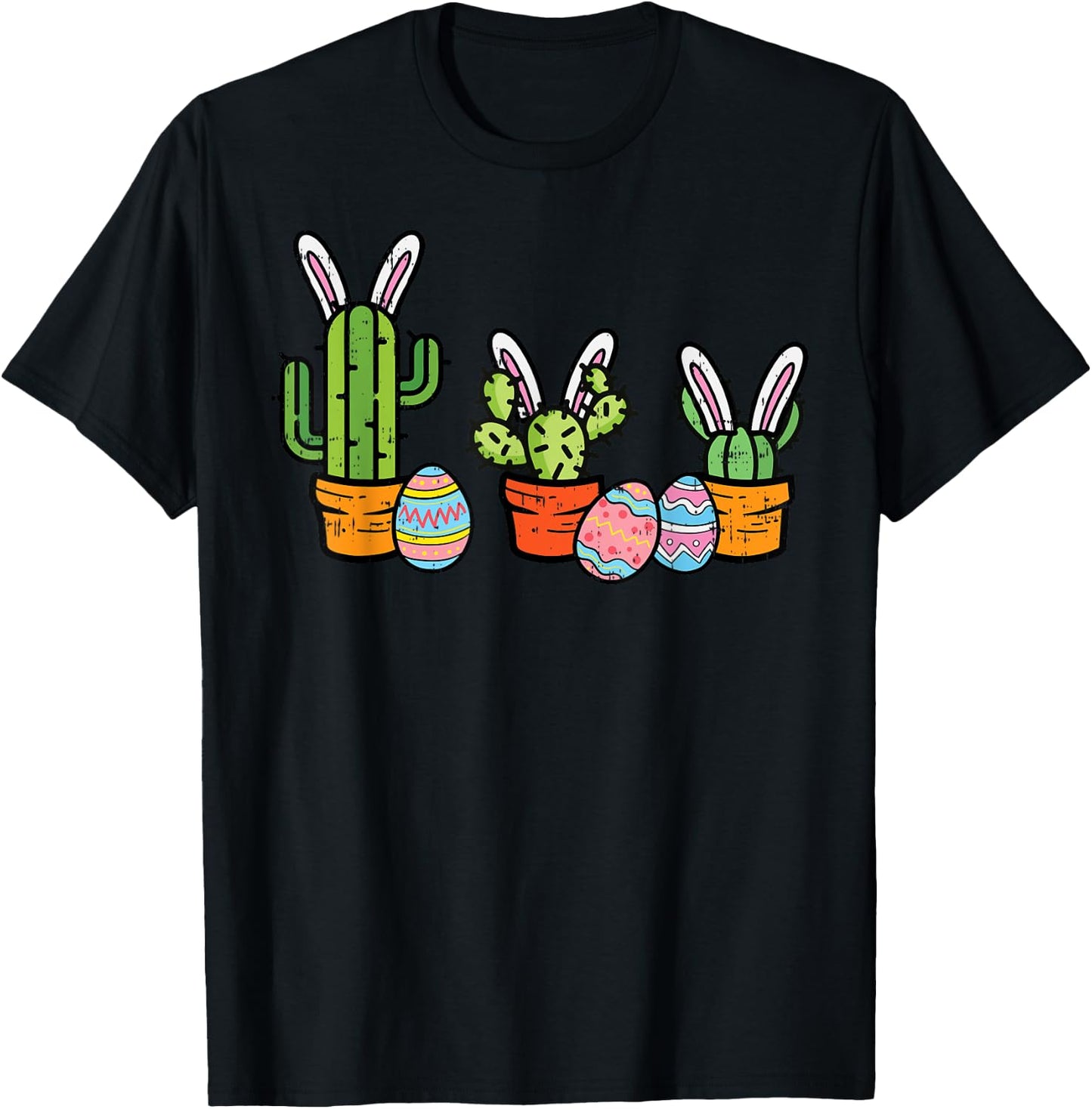Easter Cactus Bunny Succulent Plant Mexican Men Women Kids T-Shirt - T-Shirt | Black