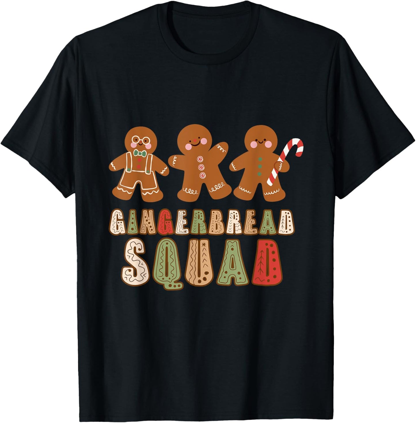 Gingerbread Squad Cute Lover Ginger Bread Cookie T-Shirt - T-Shirt | Black