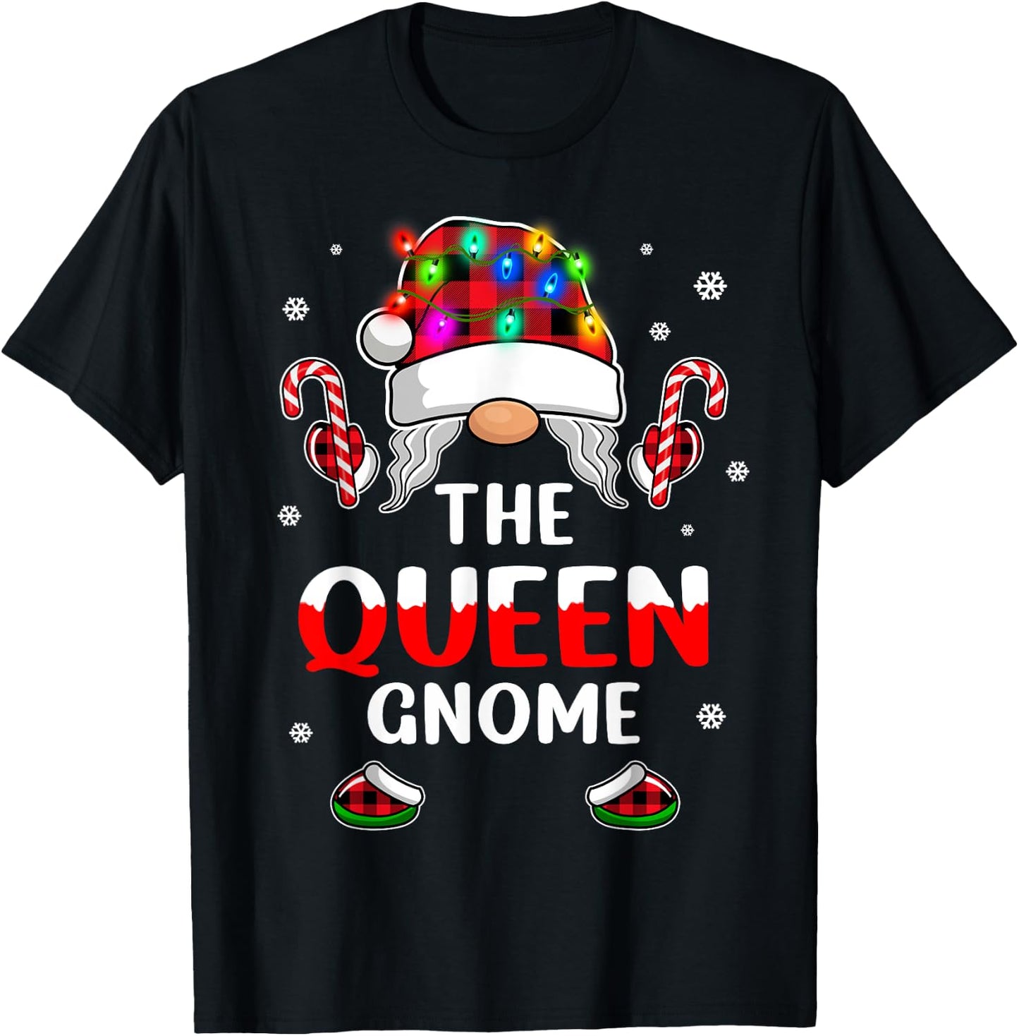 The Queen Gnome Christmas Family Matching Pajama T-Shirt - T-Shirt | Black