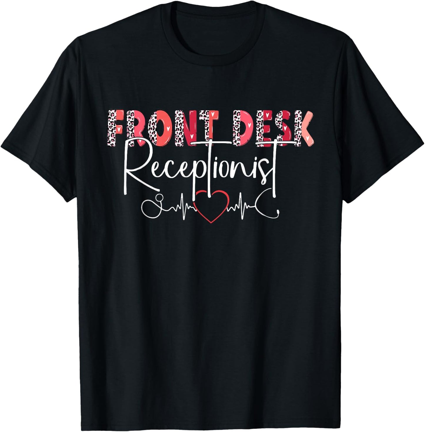 Hospital Receptionist Office Valentine Nursing Women's Valentine's Day Office Black Small Regular Fit Short Sleeve Cotton Blend T-Shirt - T-Shirt | Black