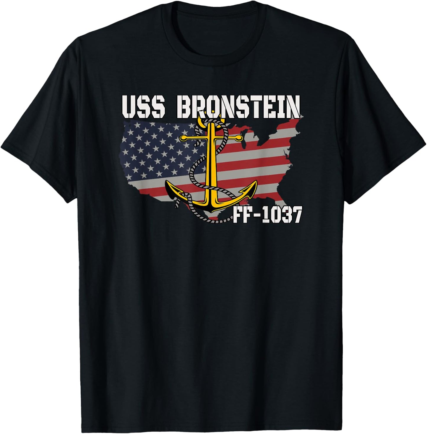 USS Bronstein FF-1037 Frigate Veteran Day Son Father Grandpa T-Shirt - T-Shirt | Black