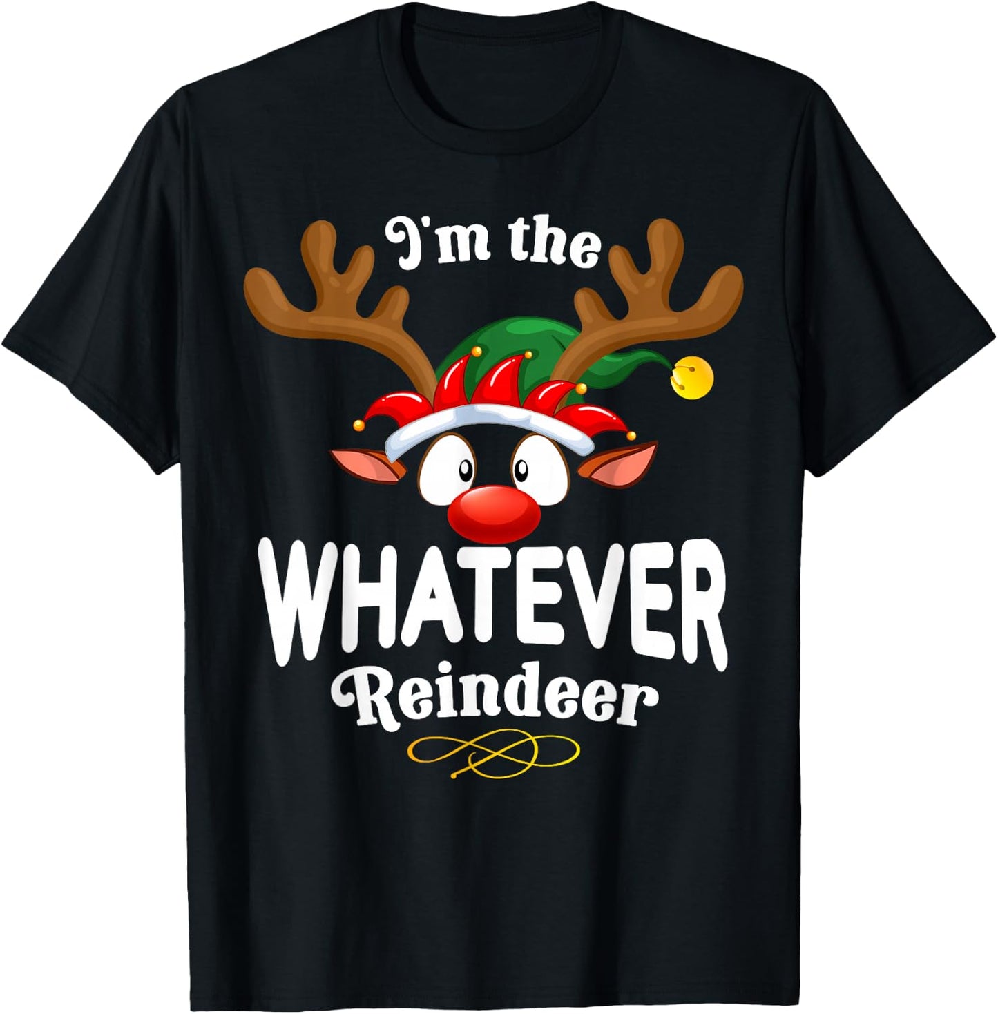 Christmas PJS Whatever XMas Reindeer Matching T-Shirt - T-Shirt | Black