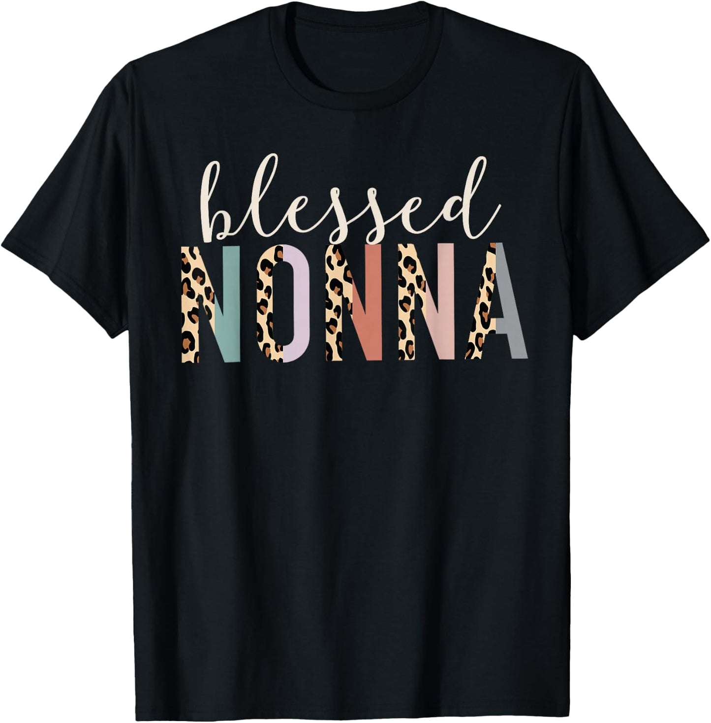 Blessed Nonna Cute Leopard Print T-Shirt - T-Shirt | Black