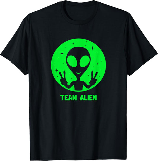 Alien Lover Men Women Kids UFO Abduction Team Alien T-Shirt - T-Shirt | Black