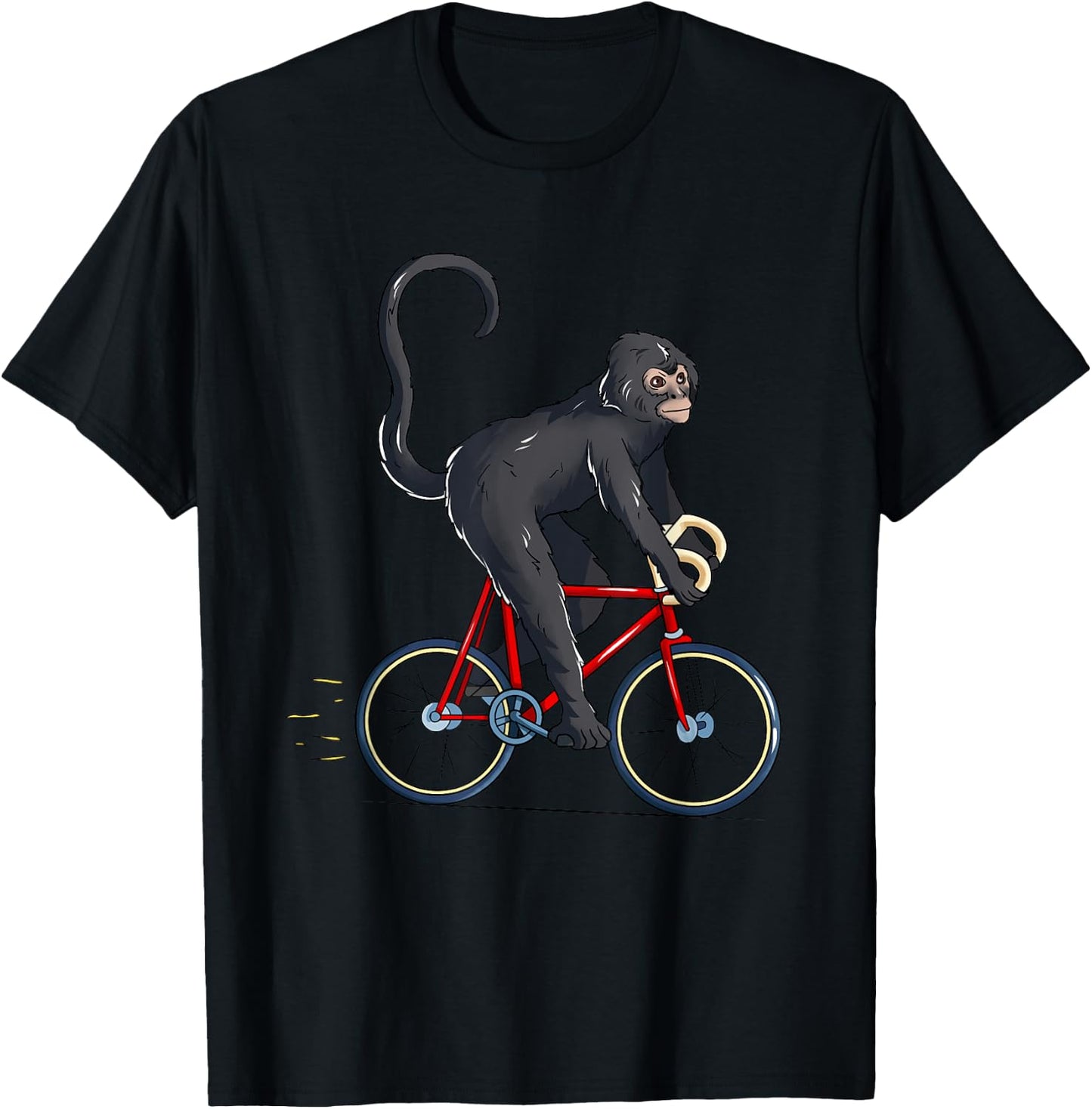 Spider Monkey Riding Bicycle Cute Biker Cyclist T-Shirt - T-Shirt | Black