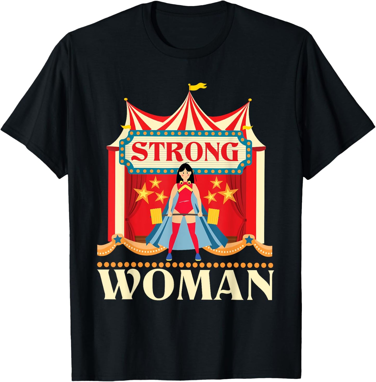 Strong Woman - Deadlift Circus Birthday Party Circus Costume T-Shirt - T-Shirt | Black