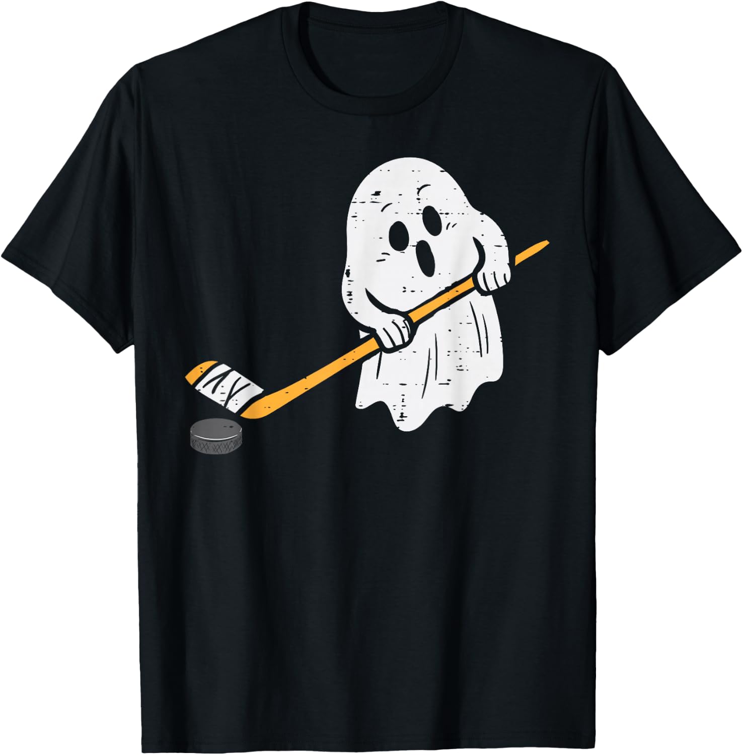 Ghost Playing Ice Hockey Halloween Costume Sports Men Boys T-Shirt - T-Shirt | Black