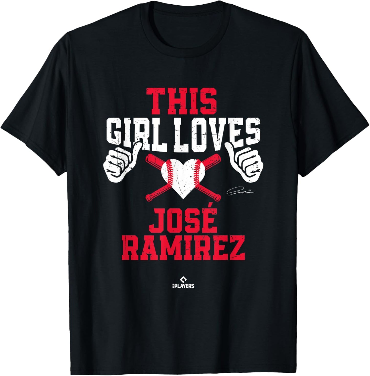 This Girl Loves Jose Ramirez Jose Ramirez Cleveland MLBPA T-Shirt - T-Shirt | Black