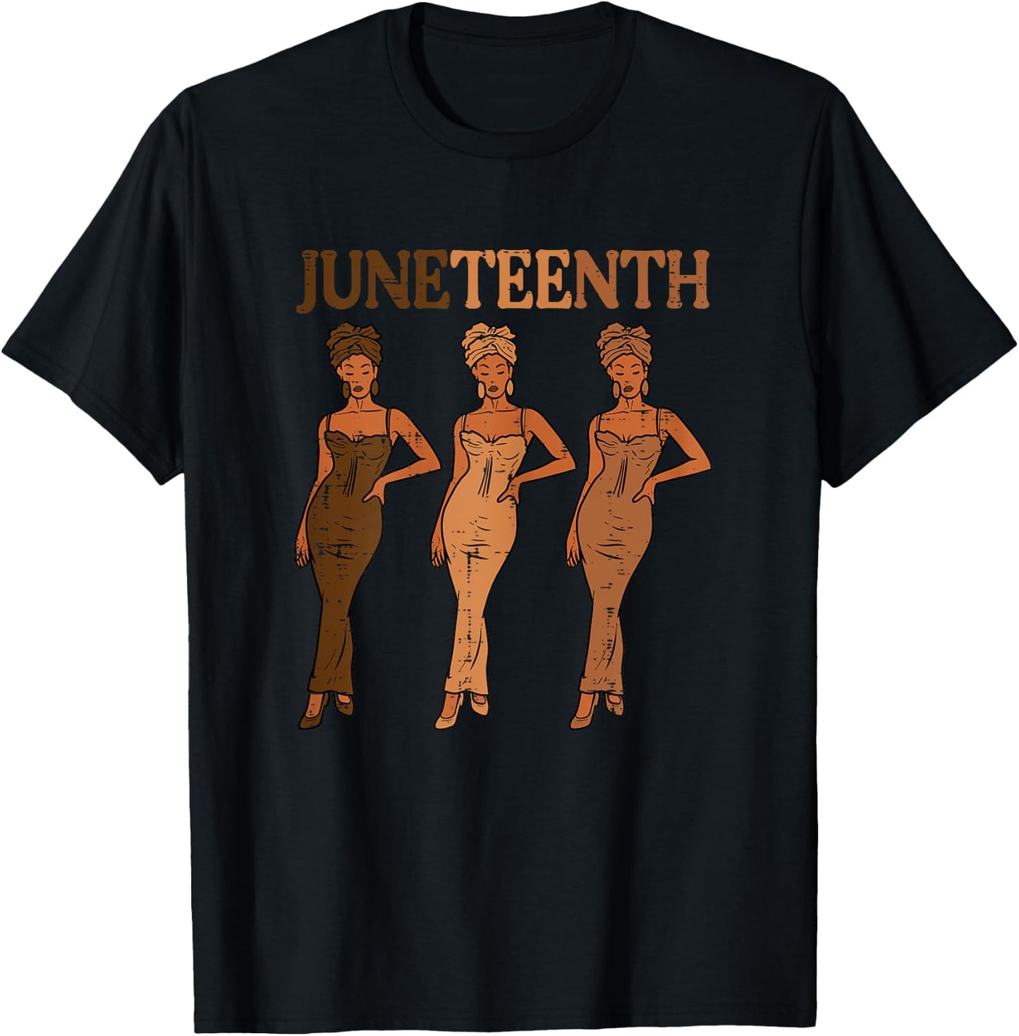 Juneteenth Black Woman Dress 1865 Melanin Women Girls Kids T-Shirt - T-Shirt | Black