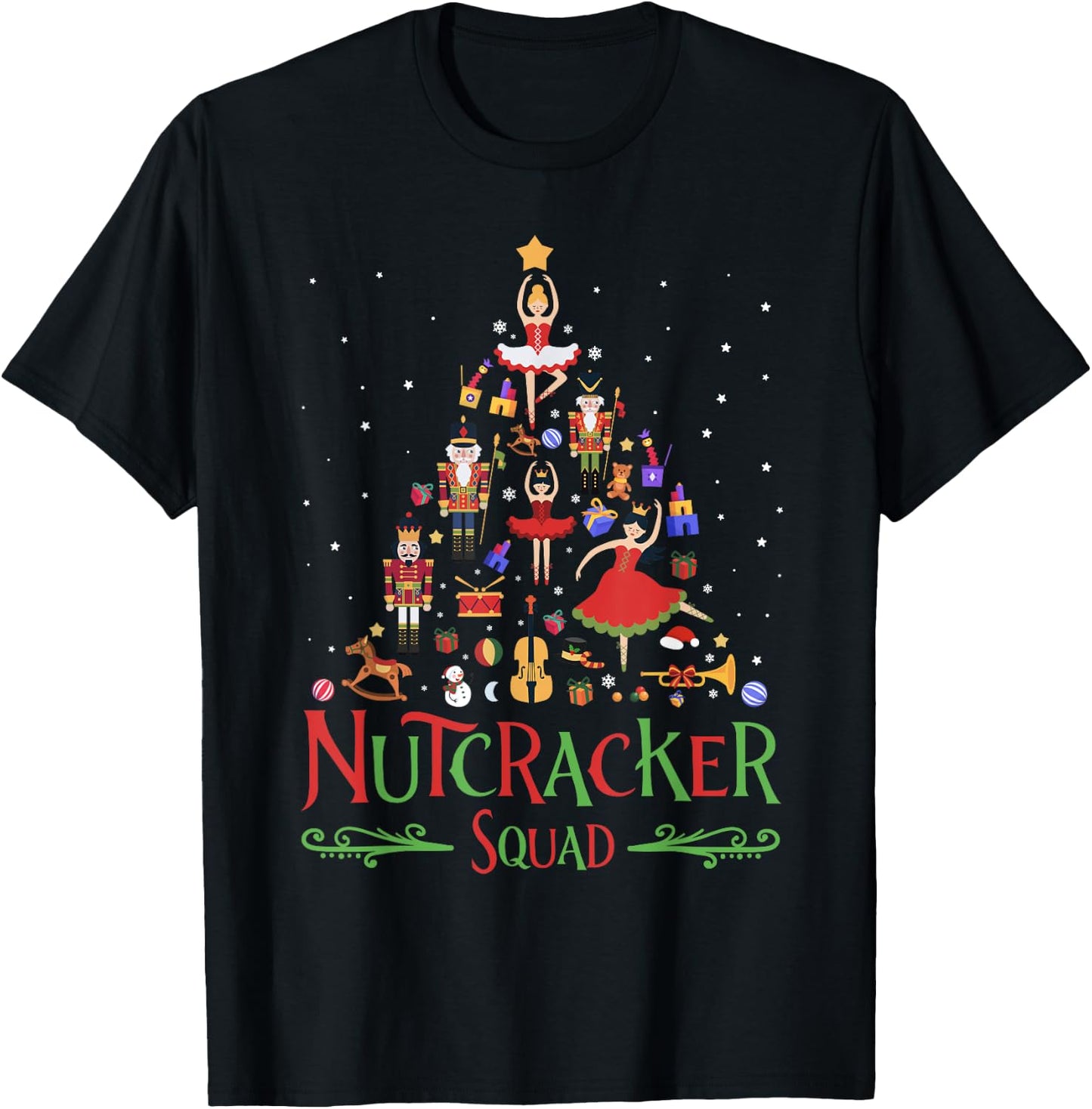Nutcracker Tree Christmas Holiday Nutcracker Squad Ballet T-Shirt - T-Shirt | Black